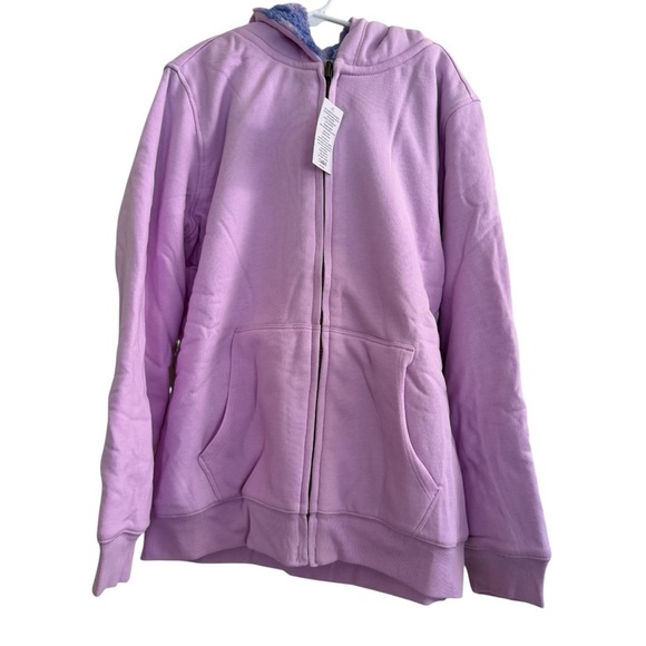 Lands' End Kids purple Reversible Sherpa Fleece Hoodie Full Zip Girls XXL 16/18 - Picture 3 of 9